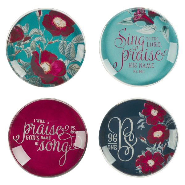 Glass Magnets - I Will Sing To The Lord, Praise His Name, Set Of 4