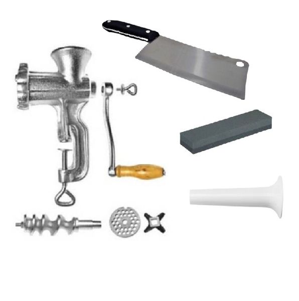 Kitchen Meat Mincer , Meat Cleaver &amp; Sharpening Stone Kit