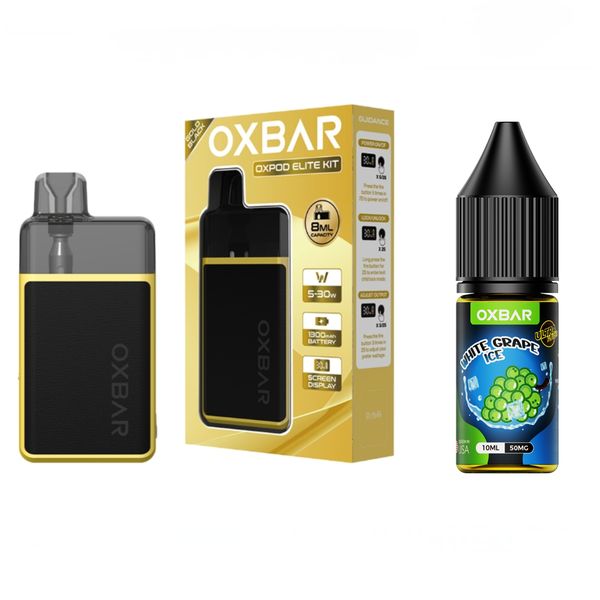 Oxbar Oxpod Elite Pod System Combo - White Grape Ice (Gold Black Device)