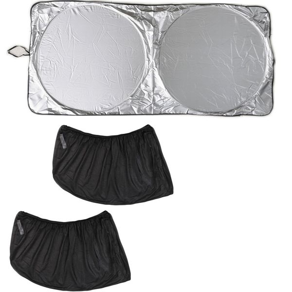 Car Window Shade Sock Side Window Sox + Windscreen Sun Shade Visor - Round