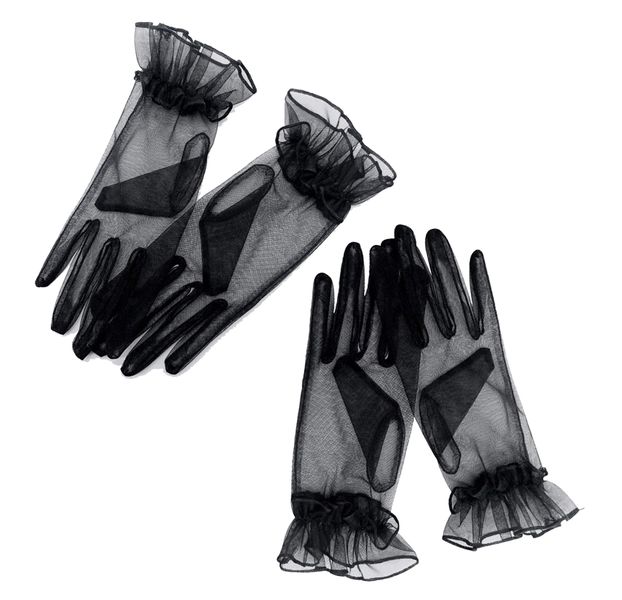 Women's Ruffled Tulle Gloves - Short Ball/Evening Gloves