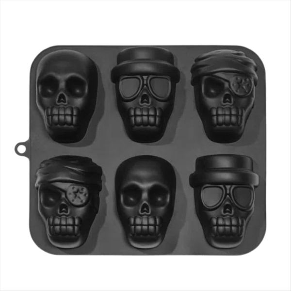 Skull Cake Pan Silicone Mould 2024 New 6 Cavities Pirate