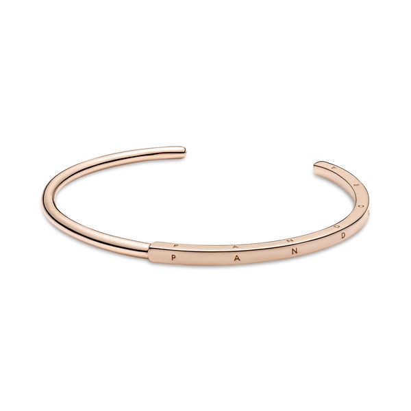 Pandora Signature I-D Bangle 14K Rose Gold Plated