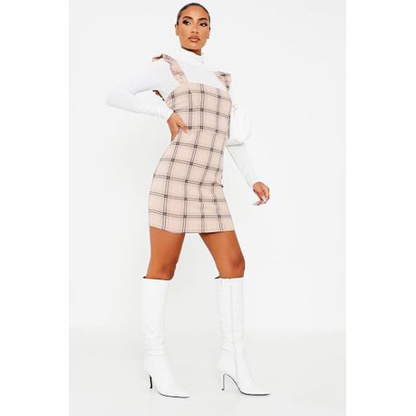 I Saw it First Ladies Camel Crepe Frill Sleeve Pinafore Dress Shop Today. Get it Tomorrow takealot