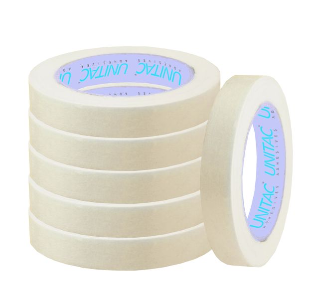Unitac Large Core Masking Tape (Natural 60 Degree) 18mm x 40m Pack of 6