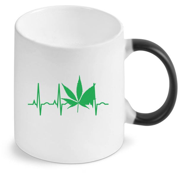 Weed Heartbeat Birthday Christmas Anniversary Magic Colour Changing Mug