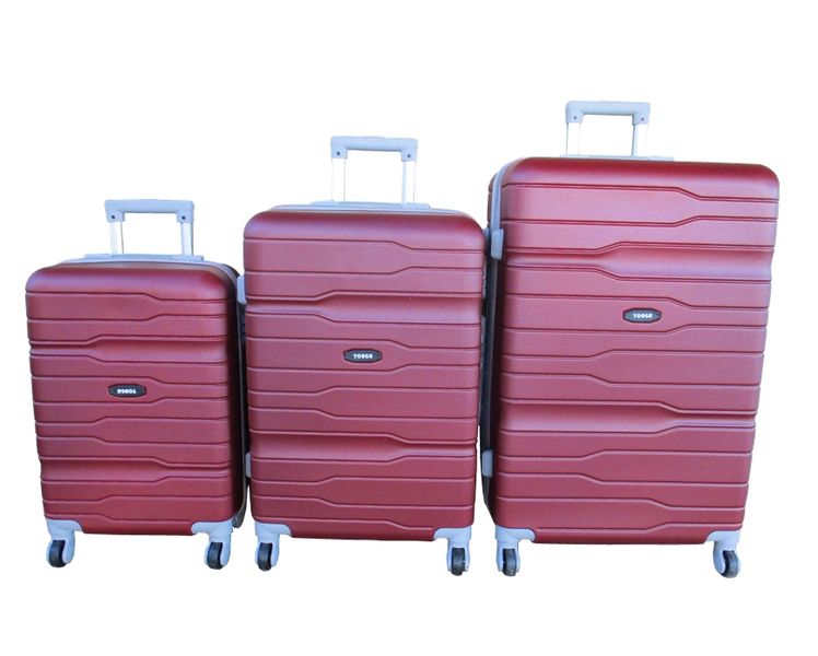 Red 3-Piece Hard-Shell ABS Luggage Set with Spinner Wheels &amp; Built-In Locks