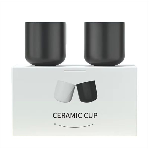 2Pcs Ceramic Coffee Cup Set,Espresso, Latte, Milk &amp; Cold Brew,Thickened Des