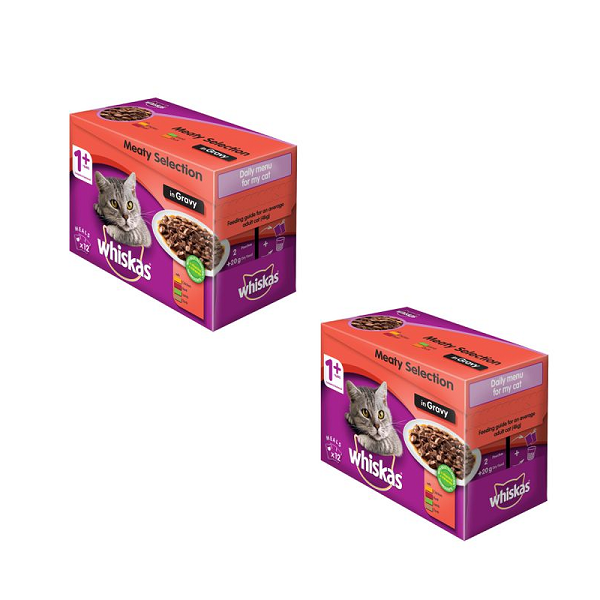 Whiskas Cat Food Meaty Selection in Gravy Age +1 (24 sachets)