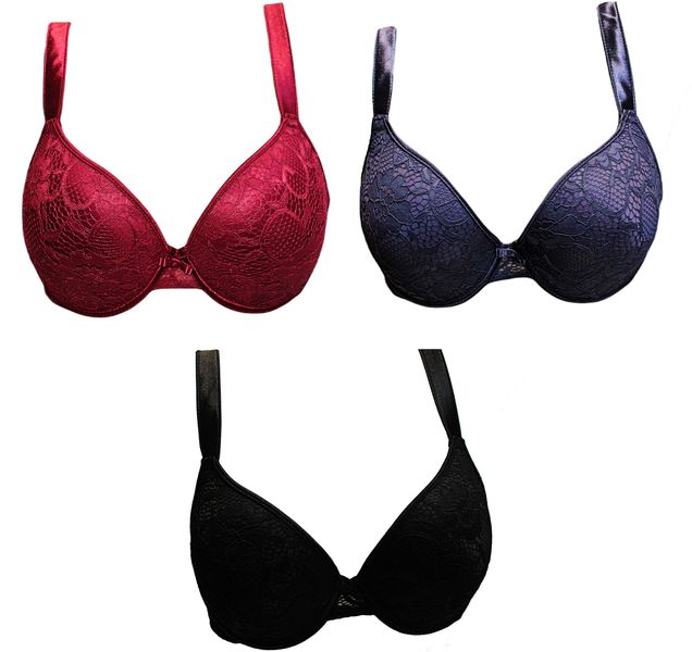 Plus Size Bra Underwire Lightly Padded Pack of 3