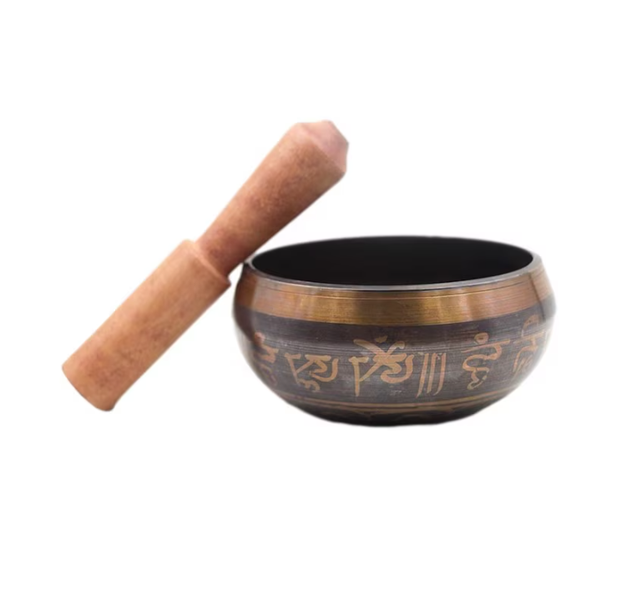 Tibetan singing bowl with wooden mallet, suitable for relaxation
