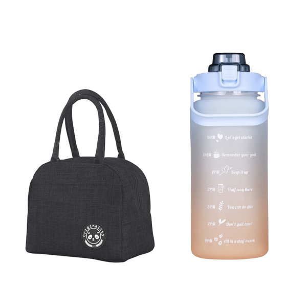 Thermal Insulated Lunch Bag + 2L Motivational Water Bottle - Orange