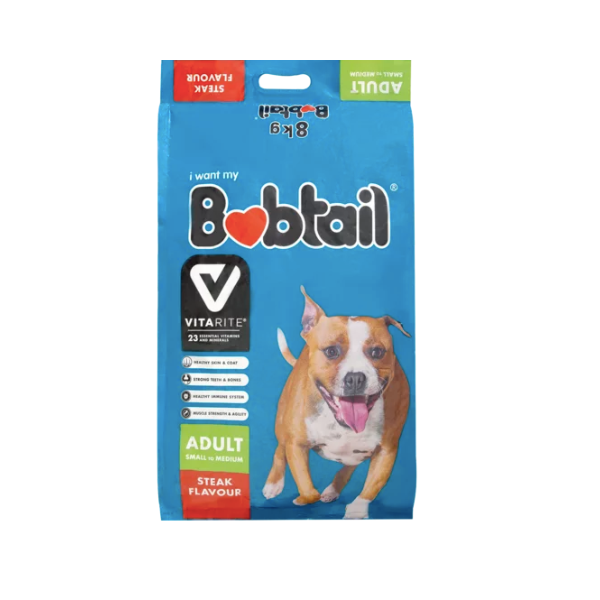 Bobtail- Small/Medium Adult Steak Flavour Dog Food 8kg