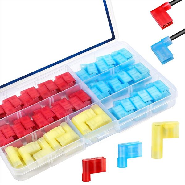 80Pcs Right Angle Spade Connector 22-18/16-14/12-10AWG Nylon Quick Disconne