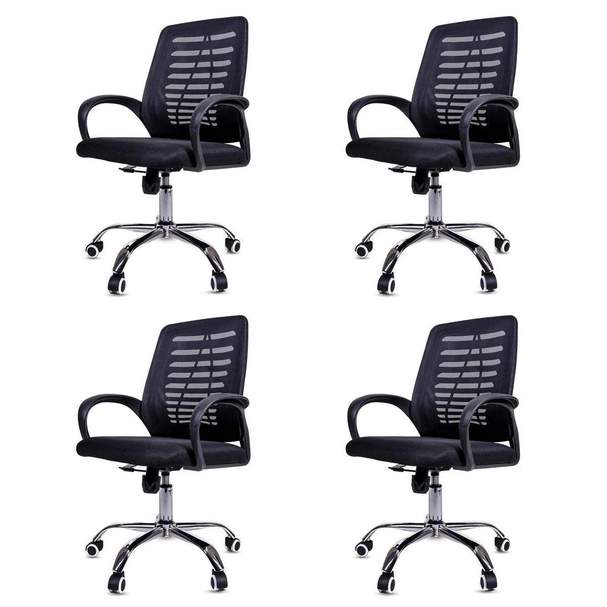 4 Pieces Of Ergonomic Mesh 360° Swivel Office Chairs With Armrest