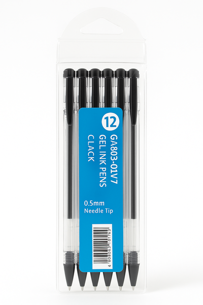 Gel Ink Pens (Black, 0.5mm, Needle Tip-12 Bo