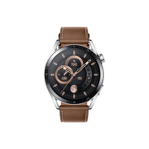 Huawei Watch GT3 Stainless Steel Brown Leather Strap 46mm - JPT-B19