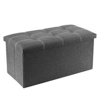 Pract Pack - Grey Storage Ottoman Stool for Organizing - 76cm - Large Size