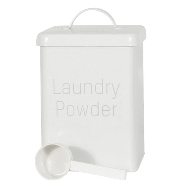 Decor Laundry Washing Powder Airtight Storage Tin Box With Scoop - 20cm