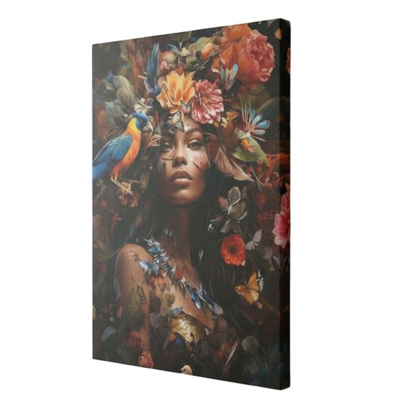 DIY Number Painting Kit - Framed Mounted Canvas. Tropical Goddess