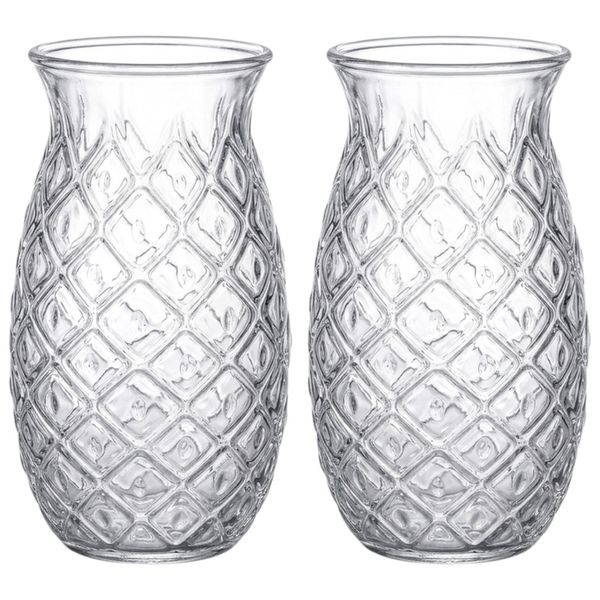 2 Pack - Pineapple Style Cocktail &amp; Juice Glass - Transparent