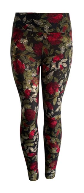 Black /Green/Red Flower Design Polyester Leggings Size S/M | Buy Online ...