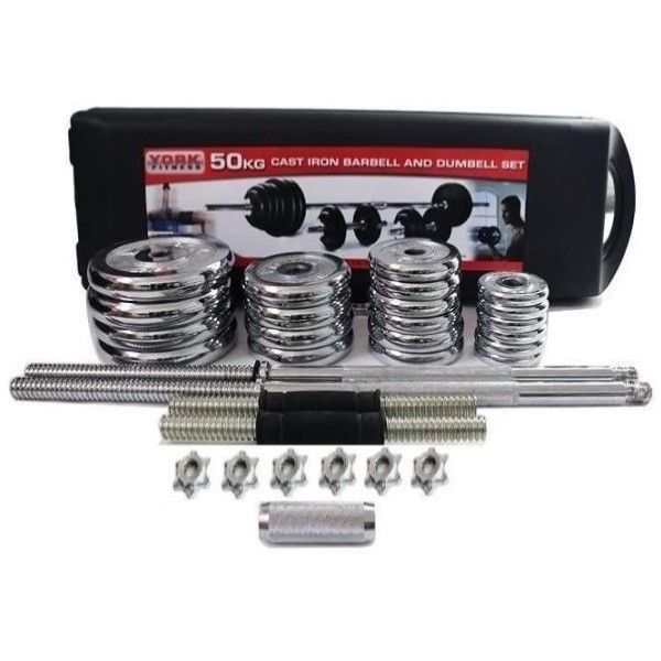 50KG Cast Iron Barbell and Dumbbell Set
