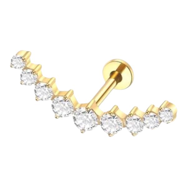 Titanium Helix Earring Stud 16G - 7 Marquise CZ Cluster Flat Back Labret