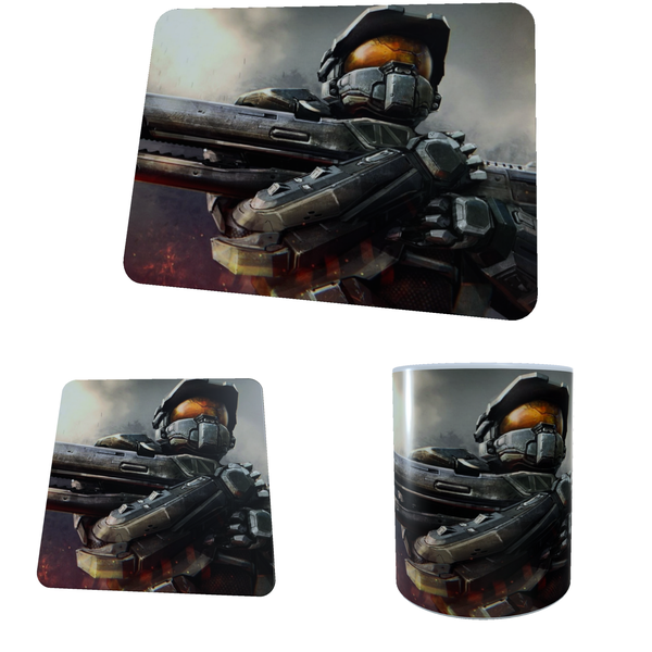 Halo Infinite Master Chief Epic - Coffee Mug, Coaster and Mouse Pad Combo