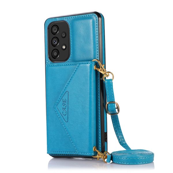 Crossbody Strap Anti Drop Leather Wallet Case For Samsung S22 Ultra
