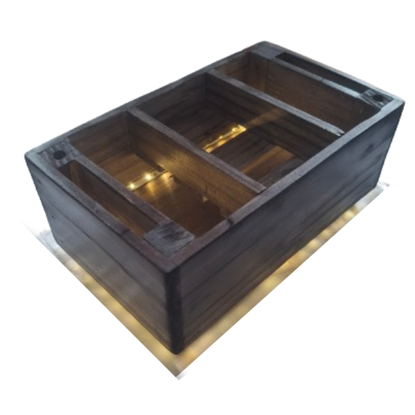LED Wooden LightBox Battery-Powered Underglow Storage box for Home &amp; Patio