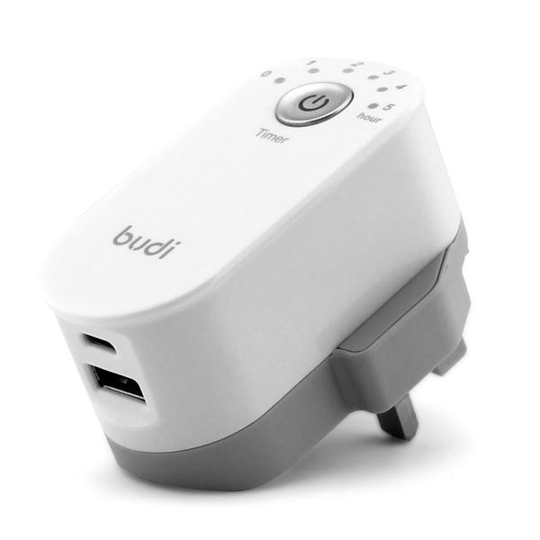 Budi AC030TEW PD 20W USB-C + USB-A Fast Charging Timer Wall Charger