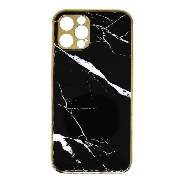 Gold Framed Marble Pattern Protective Cover for iPhone 12 Pro