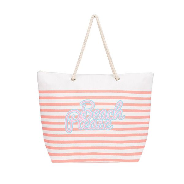 Beach Tote Bag with Rope Handles Striped - On The Beach Design