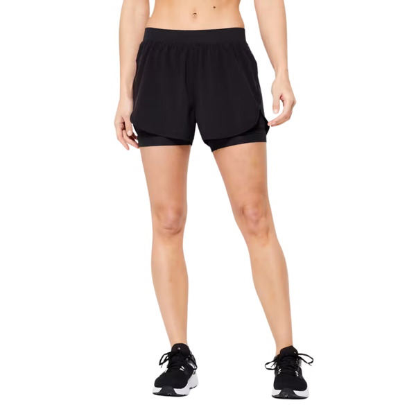 Domyos Women's 2-in-1 Anti-Chafing Fitness Cardio Shorts - Black
