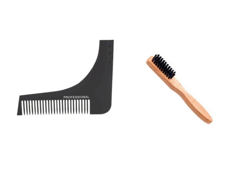 Beard Shaping Tool &amp; Trend Twister Beard Brush - Small with Wooden Handle