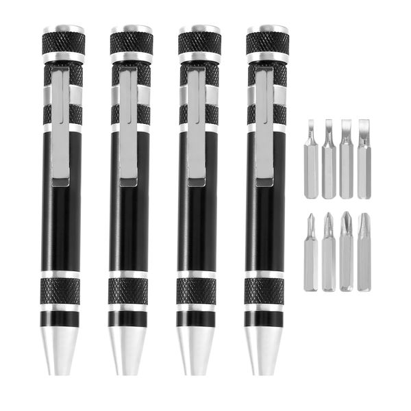 4 Pcs Pen Screwdriver Handy Tool Eight In One Magnetic Pocket Screwdriver