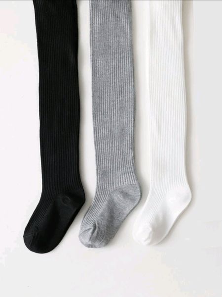 3 Pairs Solid Casual Warm Stockings/Tights