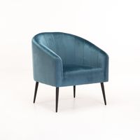 Blue Velvet Chair - Black Leg