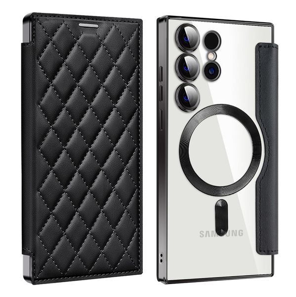 Magnetic Magsafe Leather Flip Cover Compatible With Samsung Galaxy S24 Plus