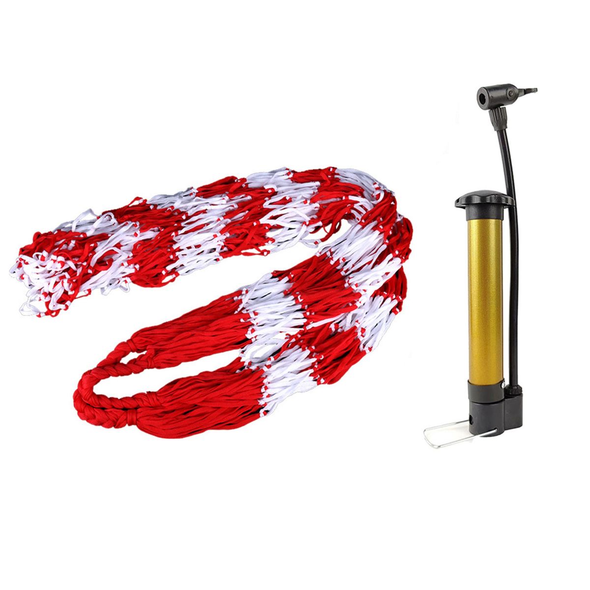 Double-Braided Sports Ball Carrying Net Holds 18 Balls with Air Pump