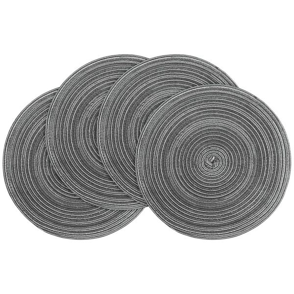 4 Pack 12 inch Round Placemats Round Braided Placemats Cotton Polyester