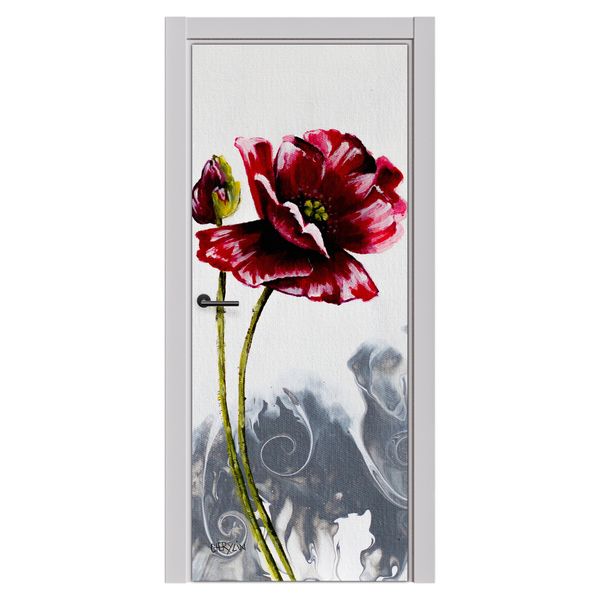 Decoupage - Pouring Poppie Bud By Cherylin Louw Door
