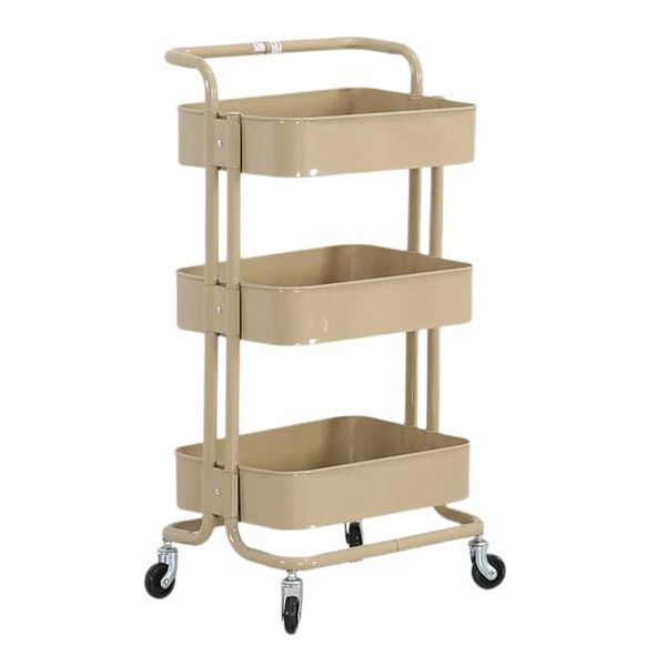 Multifunctional 3-Tier Wheel Cart Handle Storage Kitchen Trolley Organizer