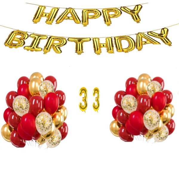 Red and Gold Balloon Set 33 years