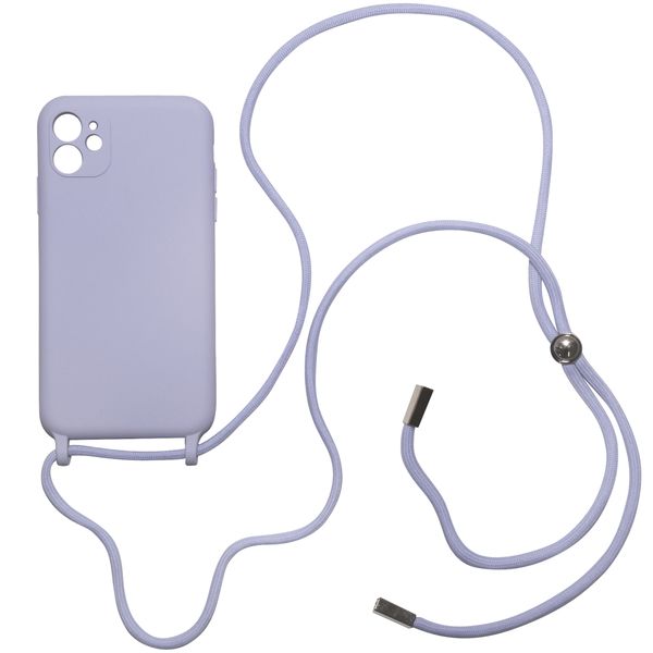 Trendy Silicone Shockproof Crossbody iPhone 13Pro Cover - Lilac -Adjustable