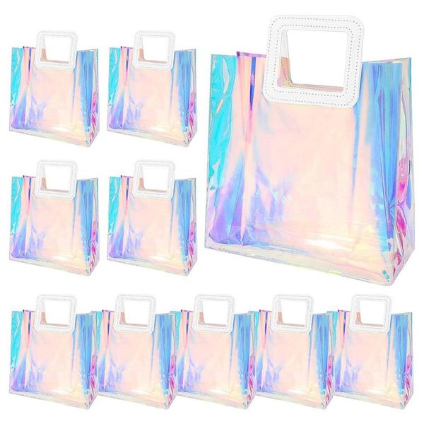 Wedding Clear Gift Bag Gift Bags With Heavy Duty Handle Holographic
