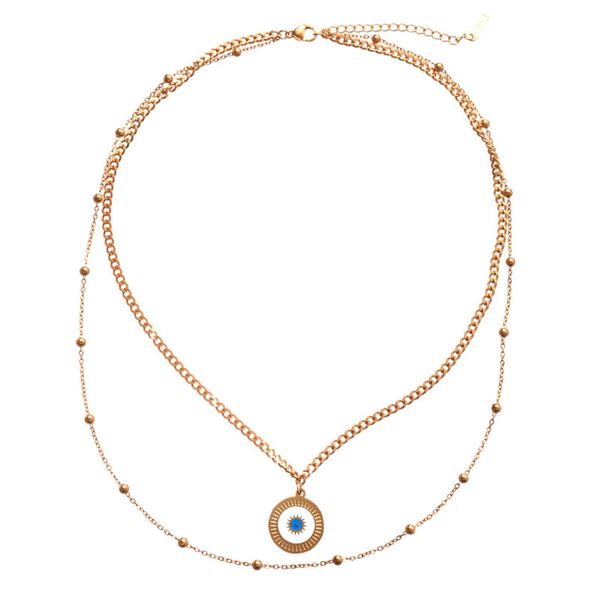 Premium retro personalized titanium steel double layer women's necklace