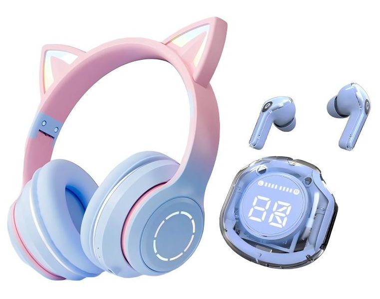 Gradient cat ear gaming headset and wireless Bluetooth headset