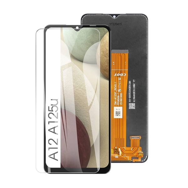 Lcd Screen Replacement for Samsung Galaxys A12 with Tempered Glass